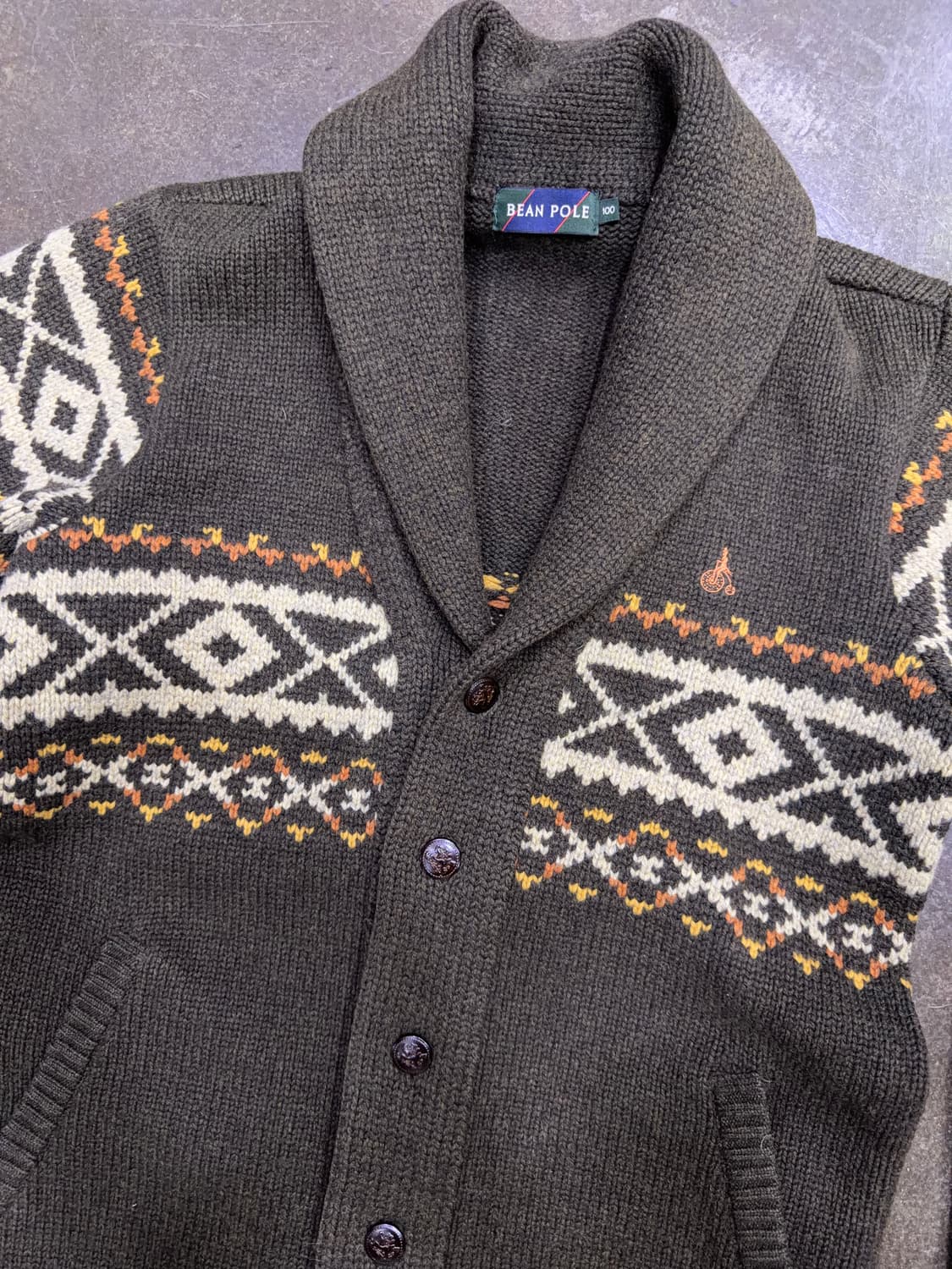 빈폴 숄카라 아즈텍 패턴 니트 헤비 울 가디건 100 상품이미지3