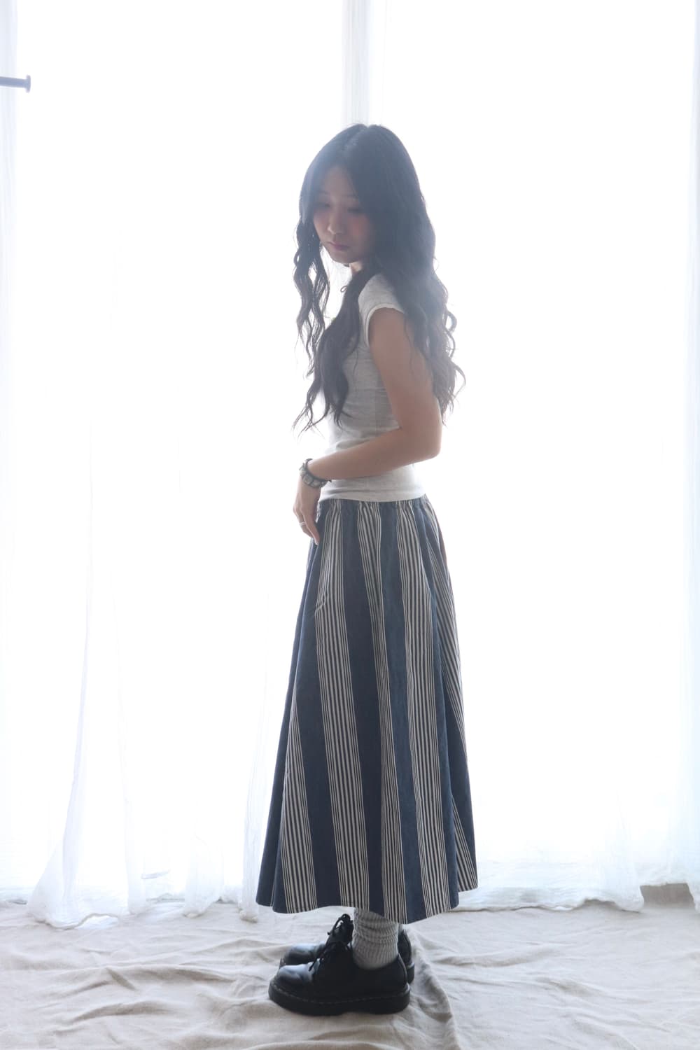 [Beams Boy] Indigo Stripe Skirt 상품이미지6