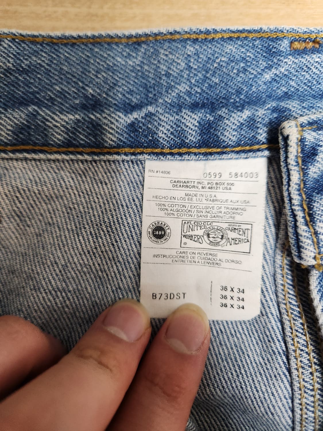90s 칼하트 b73 더블니 데님 상품이미지3