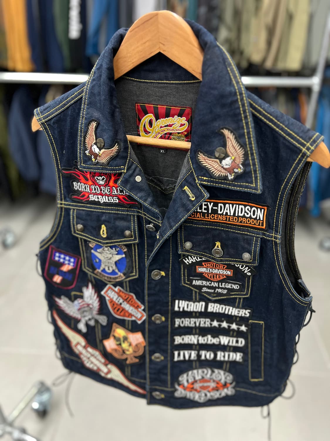 할리 찐청워싱 포인트 청조끼  상품이미지4