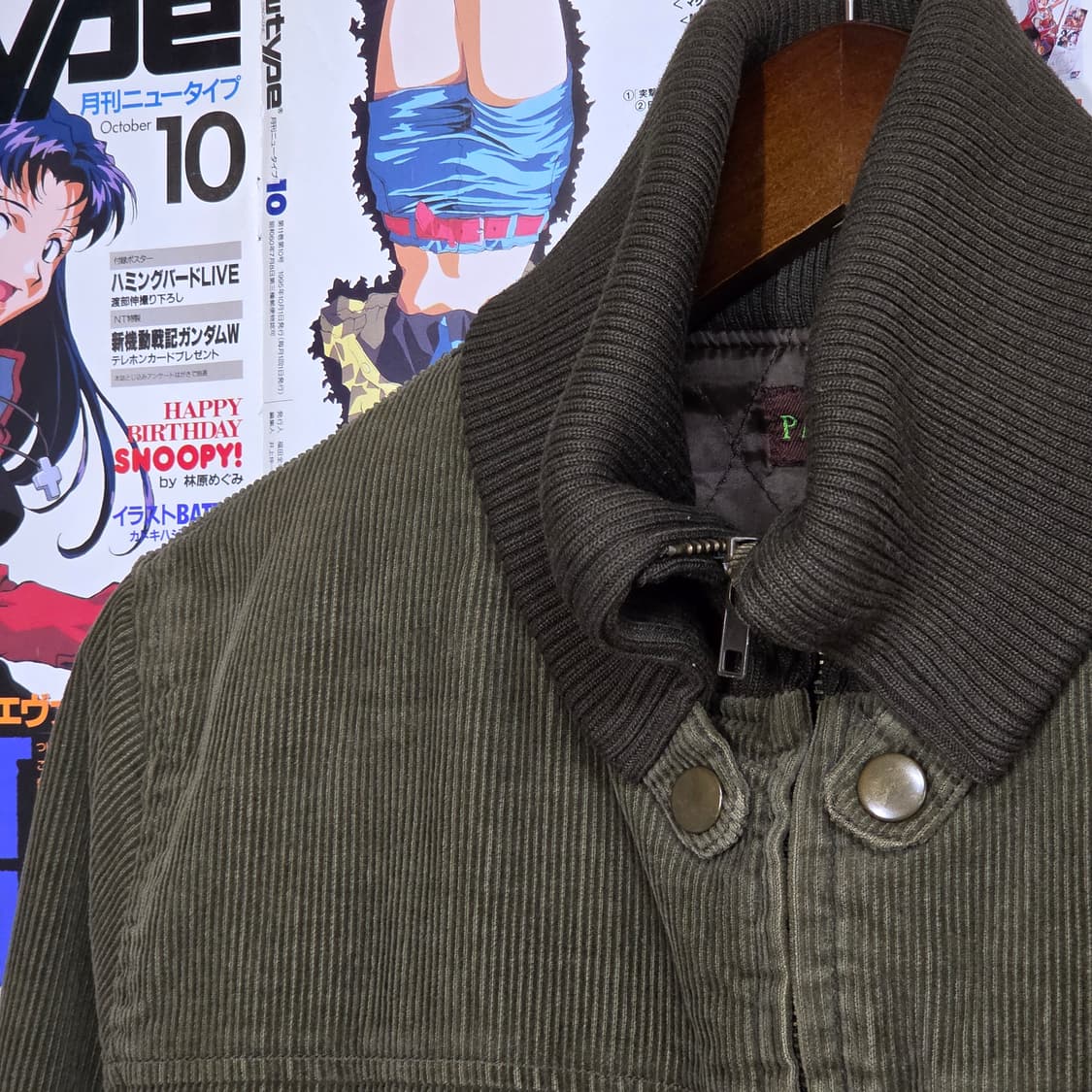 JPN 카키 브라운 배색 코듀로이 누빔 점퍼 상품이미지3