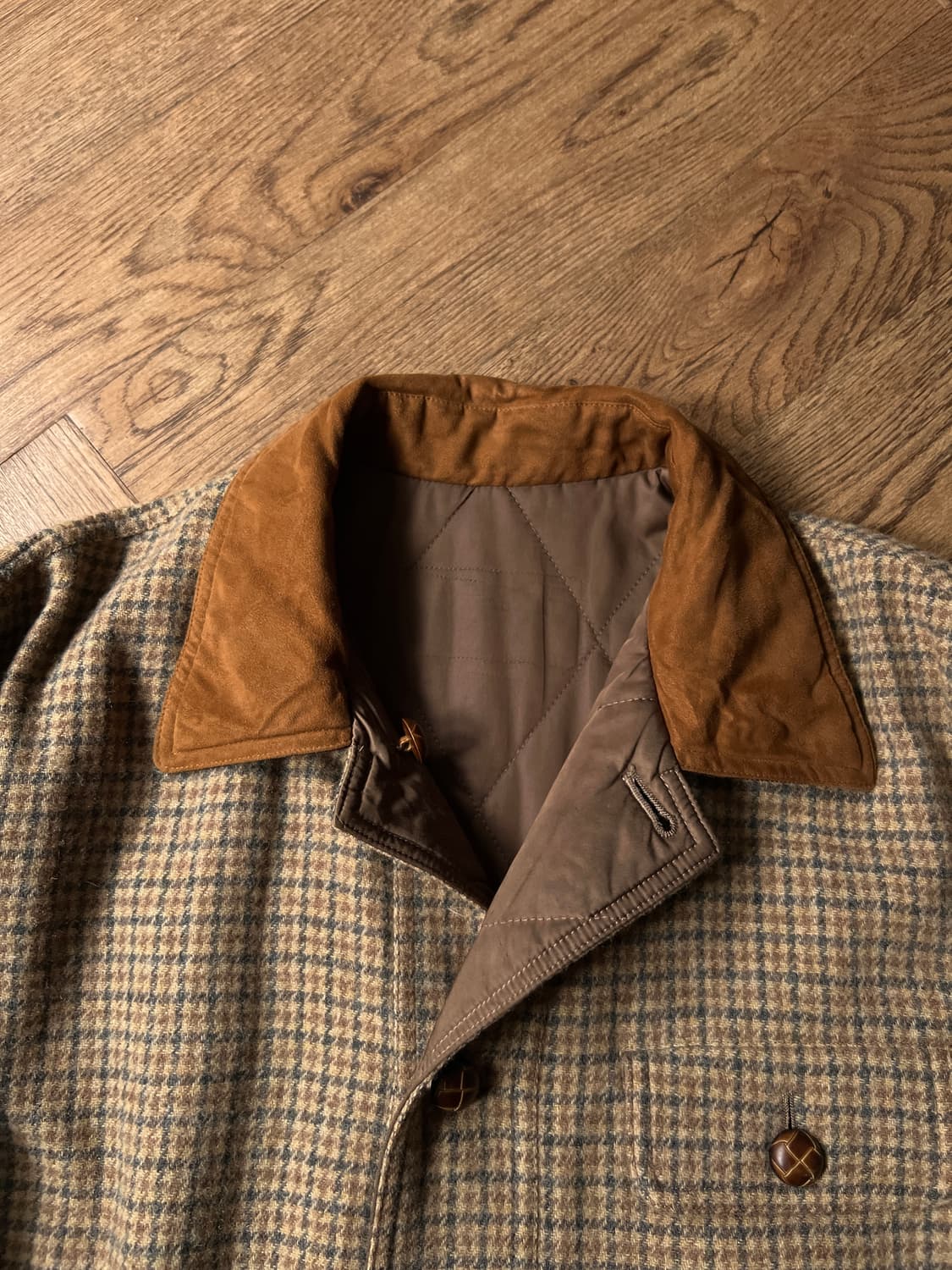 [M]USA 빈티지 베이지 하운드투스 체크 리버시블 자켓 상품이미지3