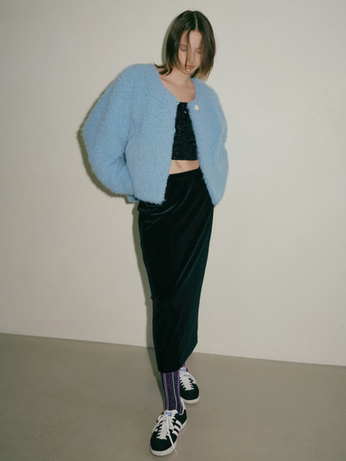 오버듀플레어 링크벨벳 스커트 상품이미지1