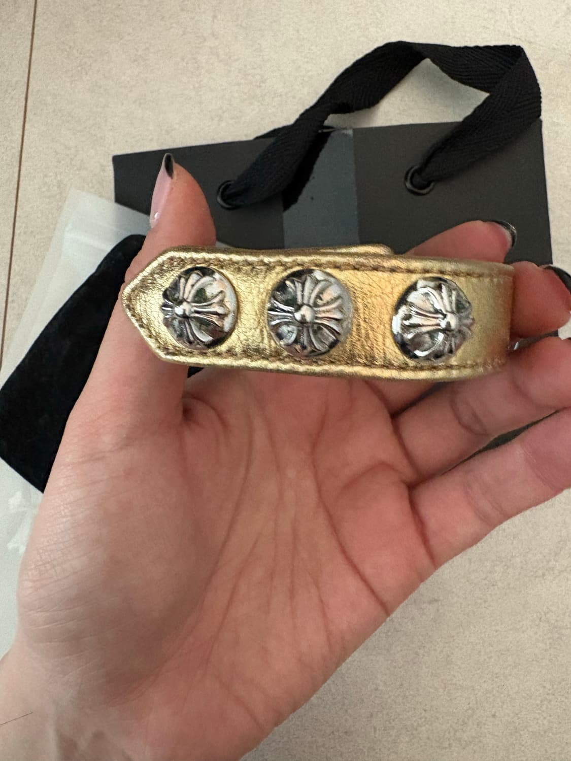 Chrome hearts 버클 골드 가죽 팔찌 상품이미지3