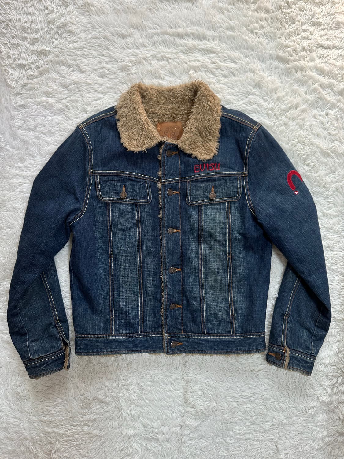 EVISU 양털 카라 데님 자켓 L(100) 상품이미지1