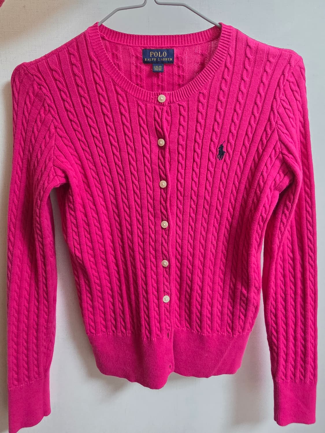 폴로 핑크 케이블 니트 가디건 상품이미지1