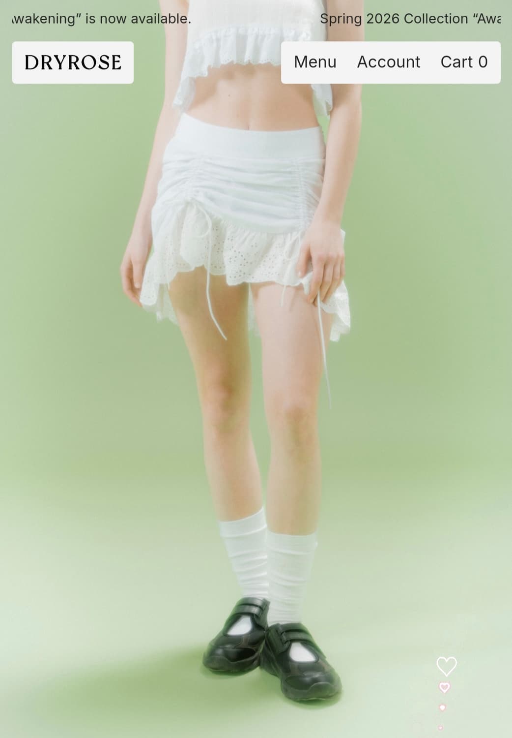 드라이로즈 레이스 셔링 스커트 상품이미지1