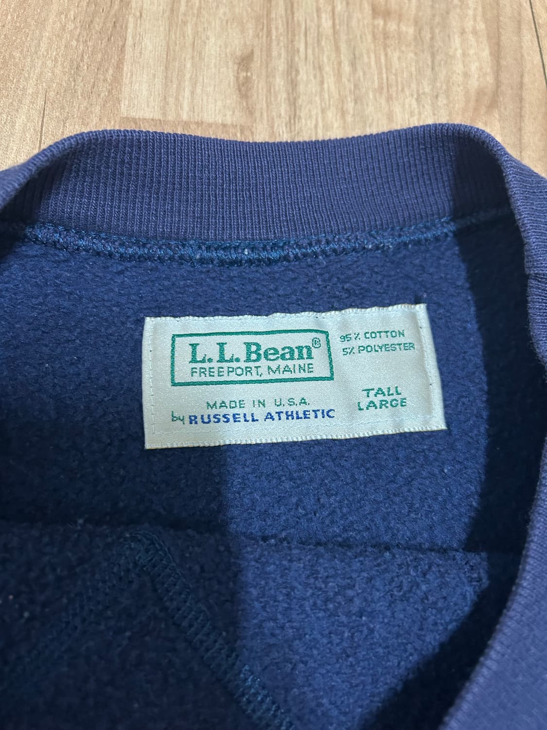 90s 엘엘빈 X 러셀애슬레틱 네이비 스웻셔츠 MADE IN USA 상품이미지5