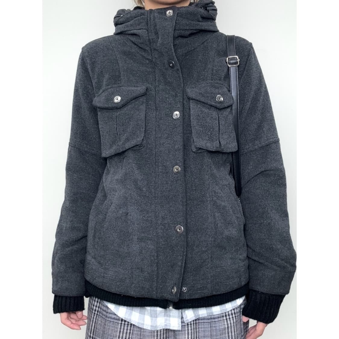 빈티지 차콜 하이넥 울 자켓 상품이미지1