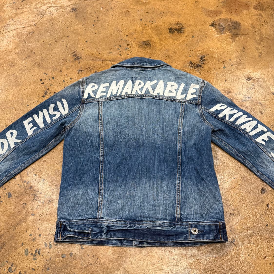 [ 정품/90 ] Evisu 에비수 스펠 워싱 데님 트러커 청자켓 상품이미지4