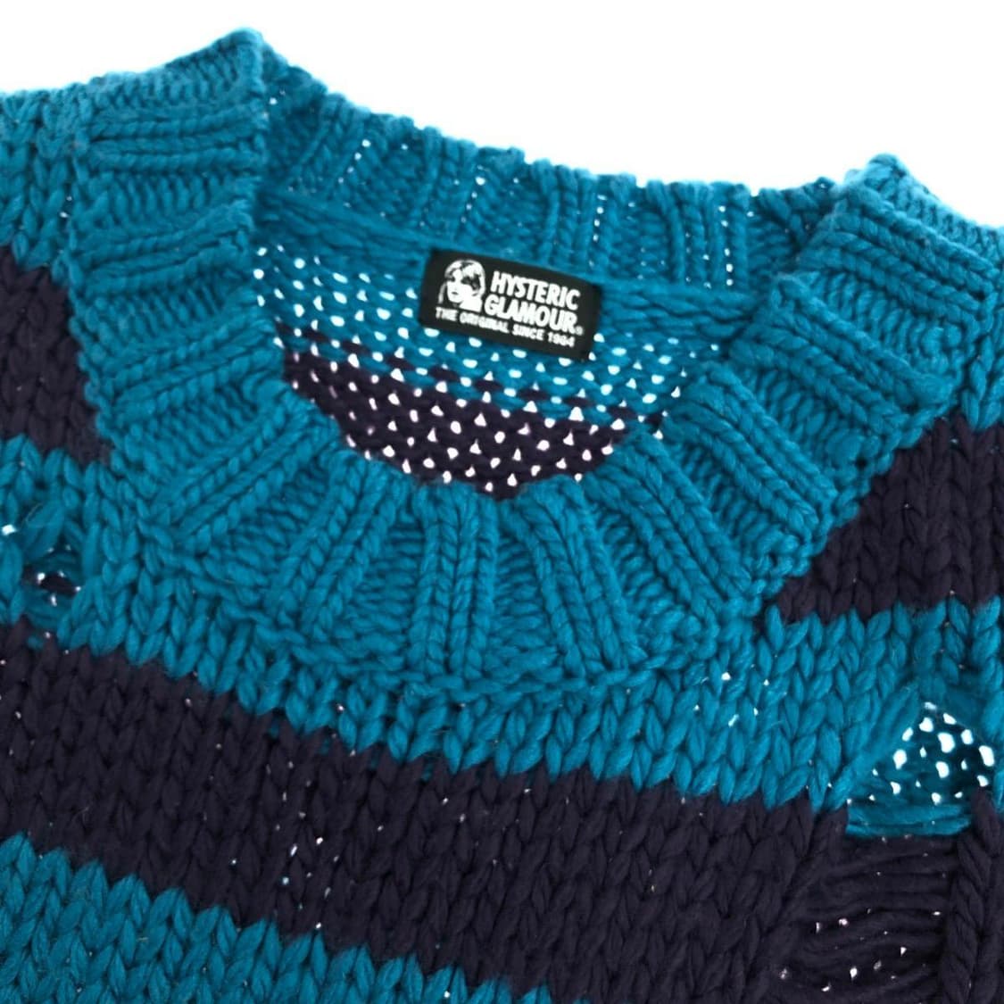 히스테릭 글래머 데미지 가공 스트라이프 니트 유니섹스 상품이미지3