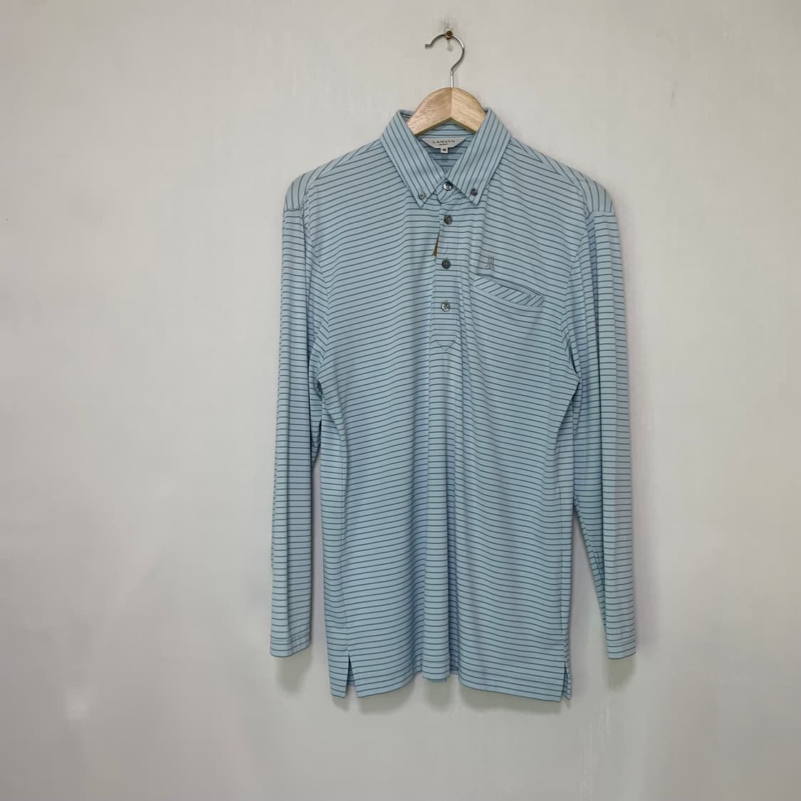 랑방 스포츠 스트라이프 긴팔 폴로티 카라 롱슬리브 스카이블루 남녀공용 상품이미지1