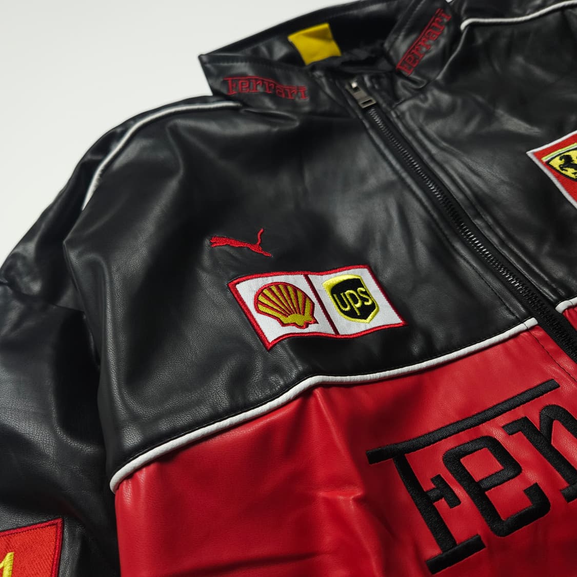 빈티지 페라리 풀 자수 레더 레이싱 자켓 (100) 상품이미지5