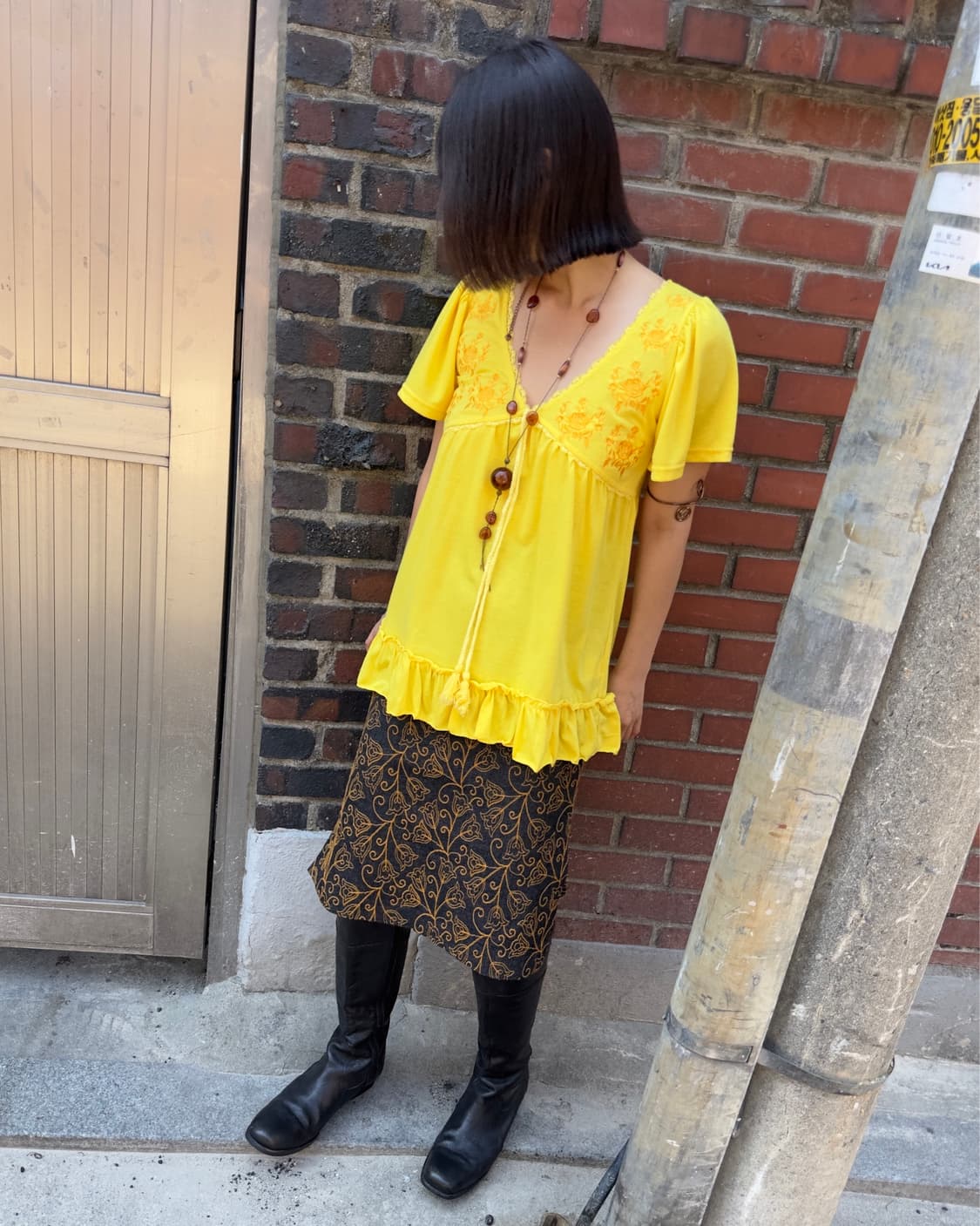 embroidery denim skirt 상품이미지2
