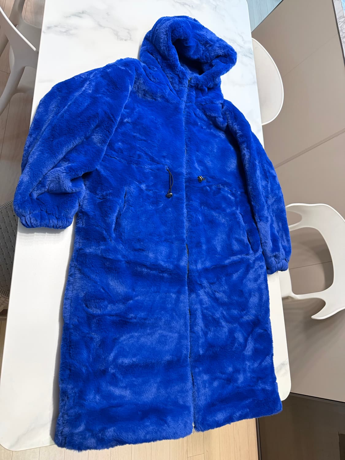 블루 퍼 코트 M 새상품 상품이미지7