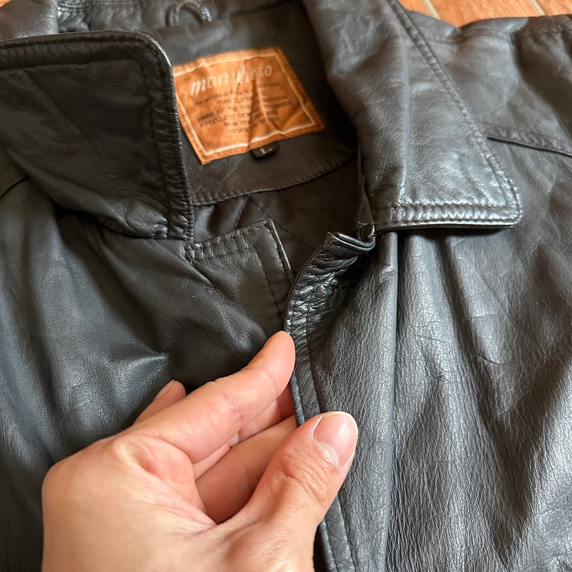 Man photo vintage leather coat jacket 상품이미지10