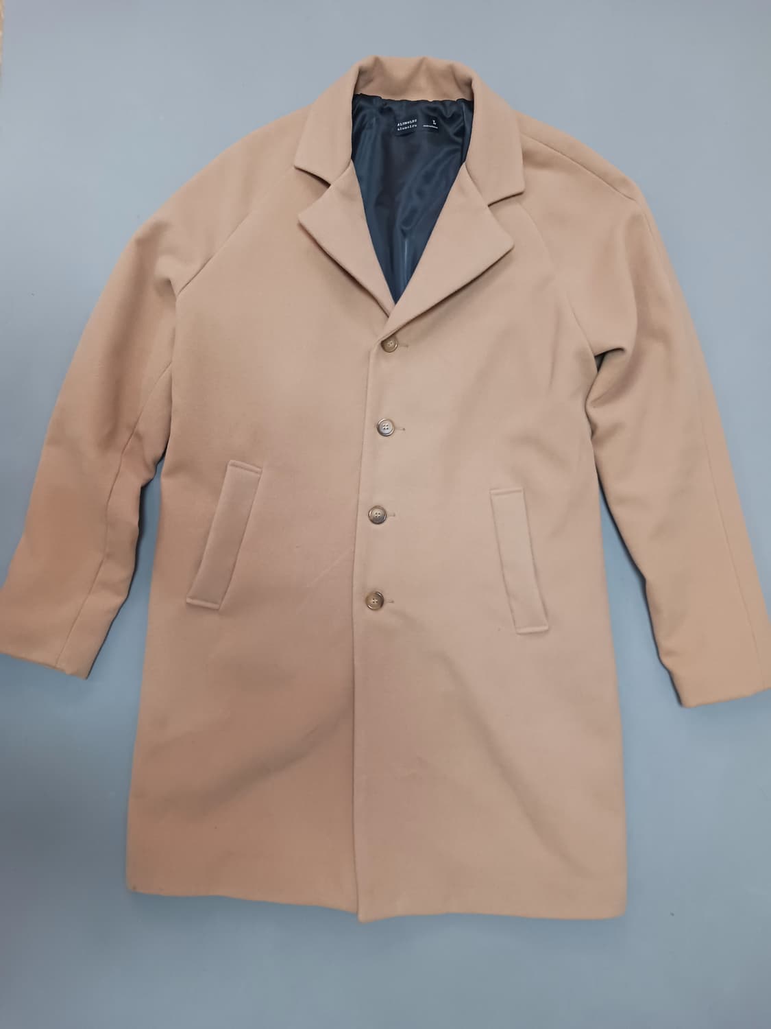 [L] 알루몰루 울혼방 4버튼 싱글 브러스티드 코트 베이지 상품이미지1