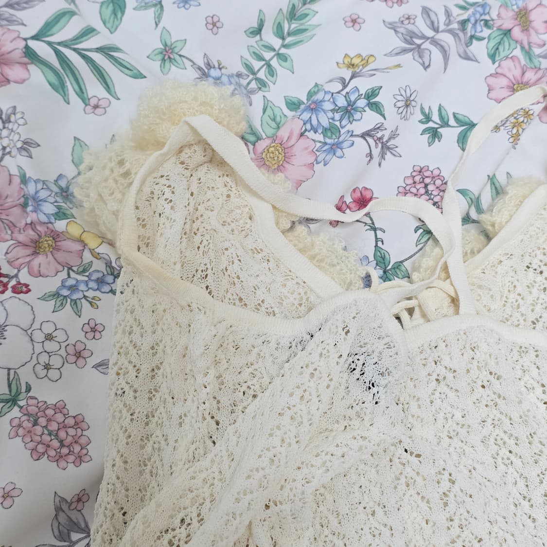 일본빈티지)페어리계 히메모리갸루 폼폼이 코르셋시스루 니트 슬리브리스 상품이미지6