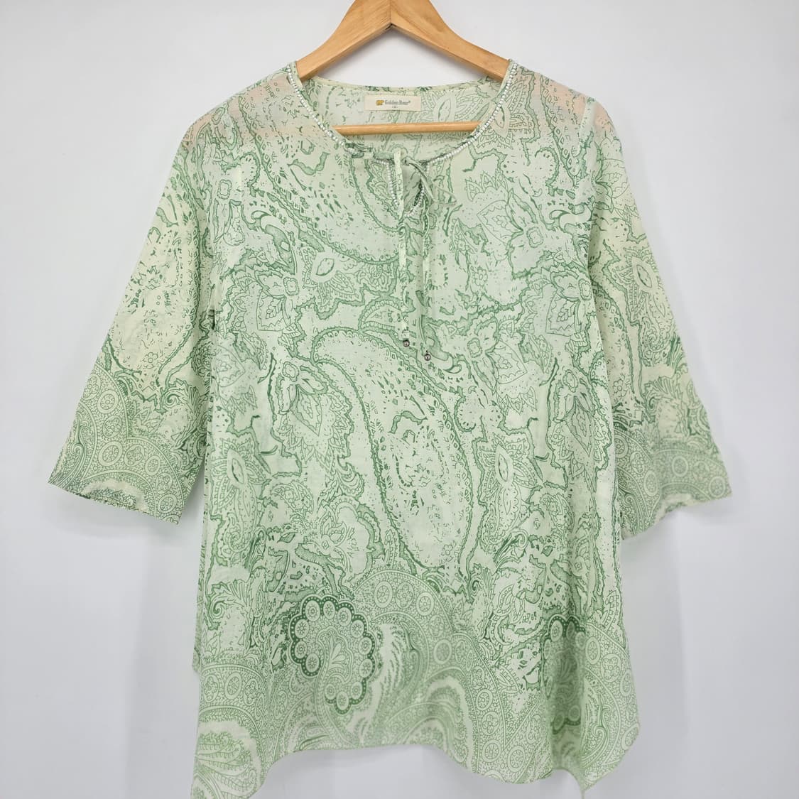 골든베어 페이즐리 반팔 블라우스 상품이미지1