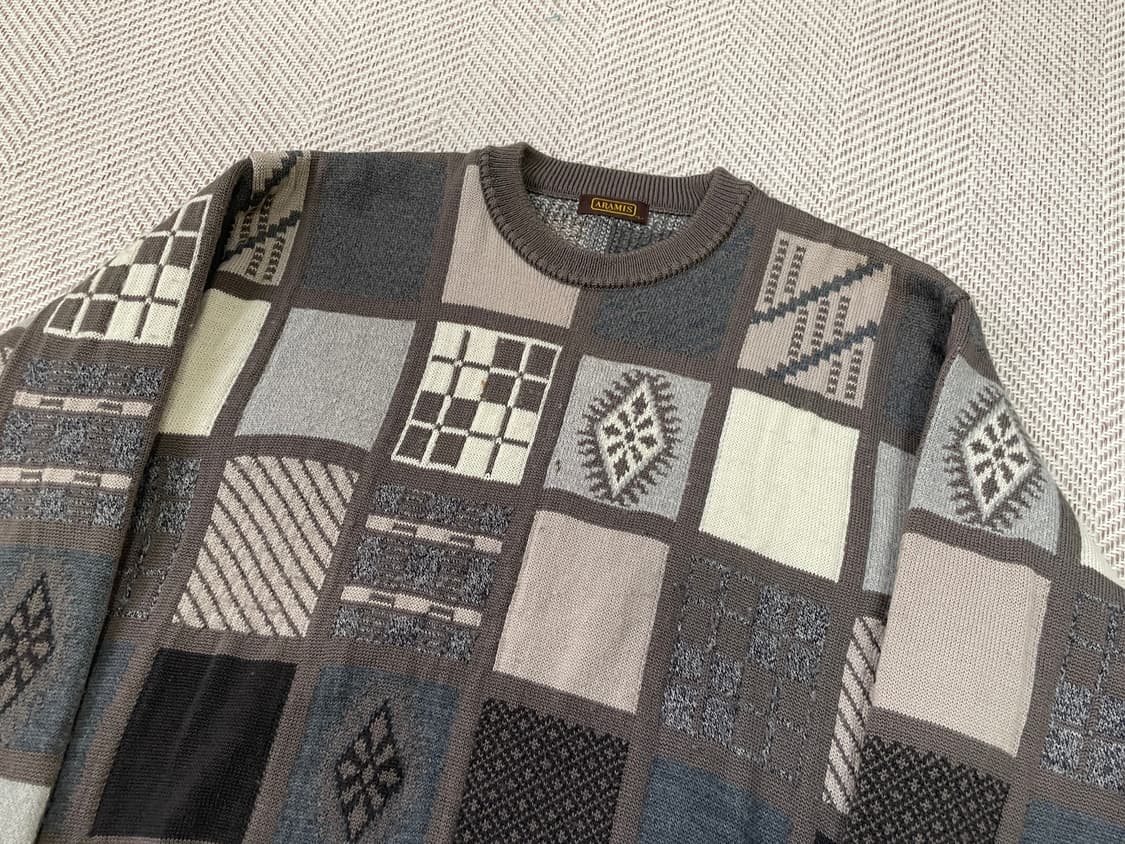 아라미스 지오메트릭 패치워크 자카드 니트 상품이미지3