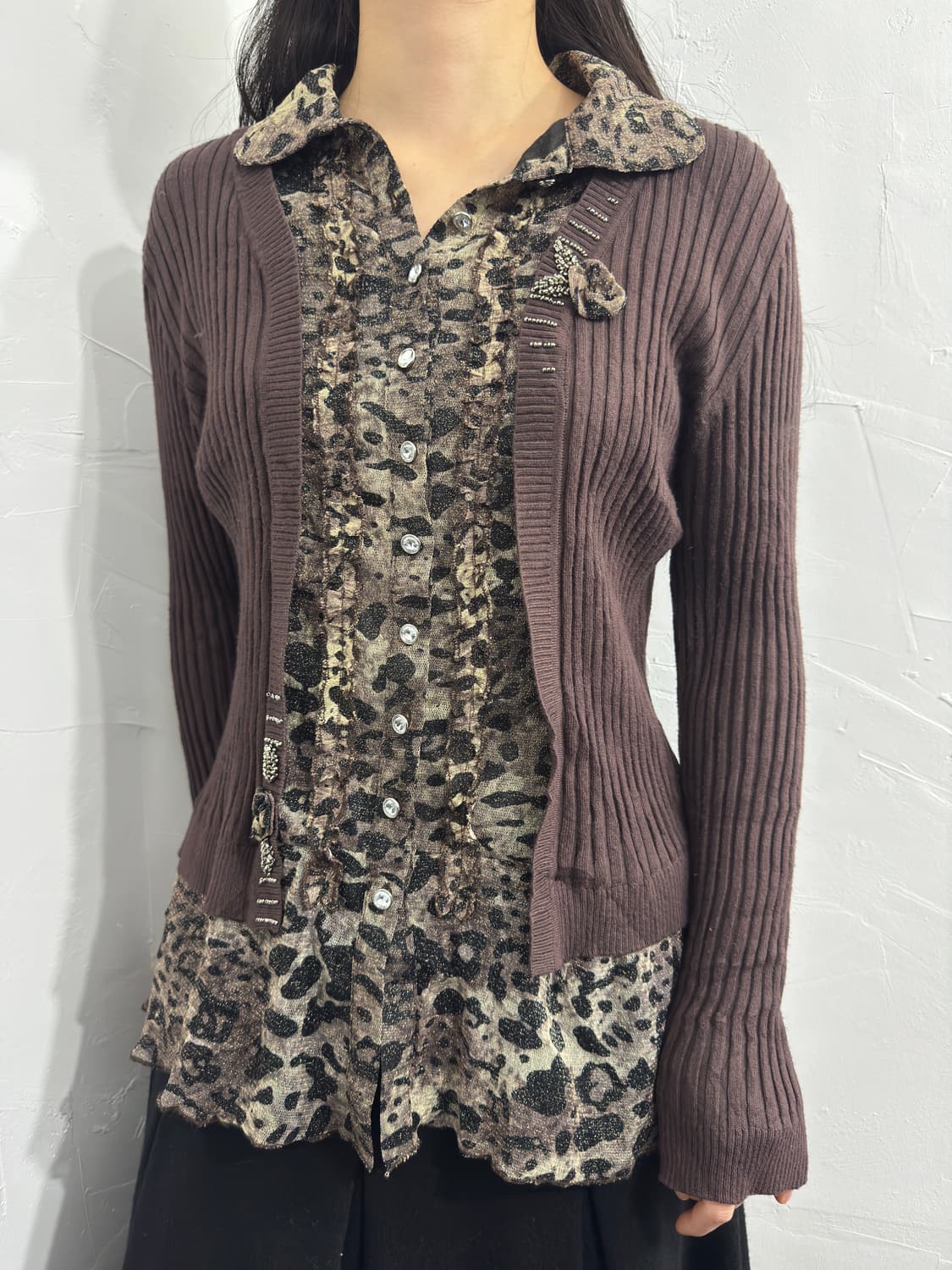 respighi leopard shirt layered top 상품이미지2