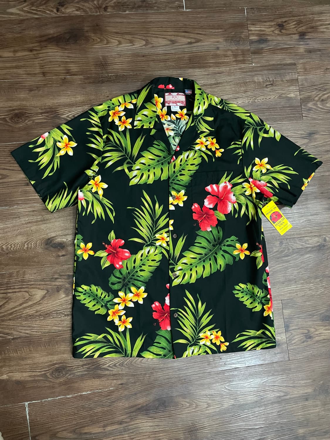 RJC Made In Hawaii 히비스커스 트로픽 하와이안 셔츠 블랙 상품이미지1