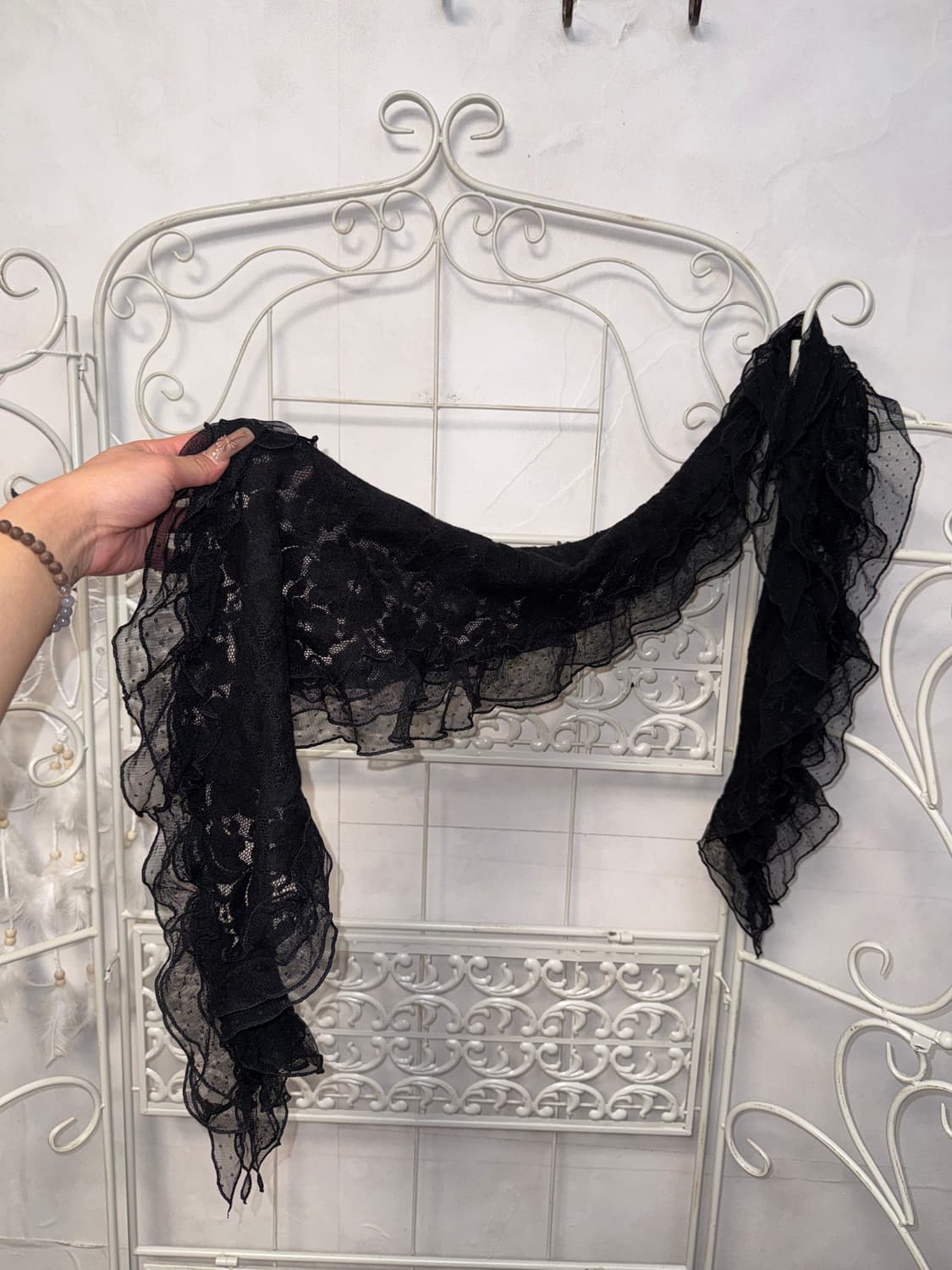 Black floral dot lace scarf 상품이미지2