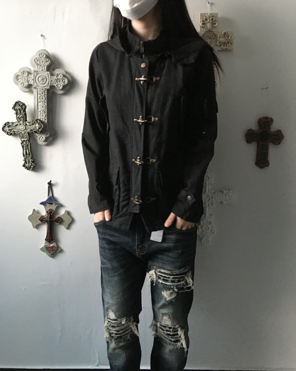 Stud point fireman button hood jacket 상품이미지1