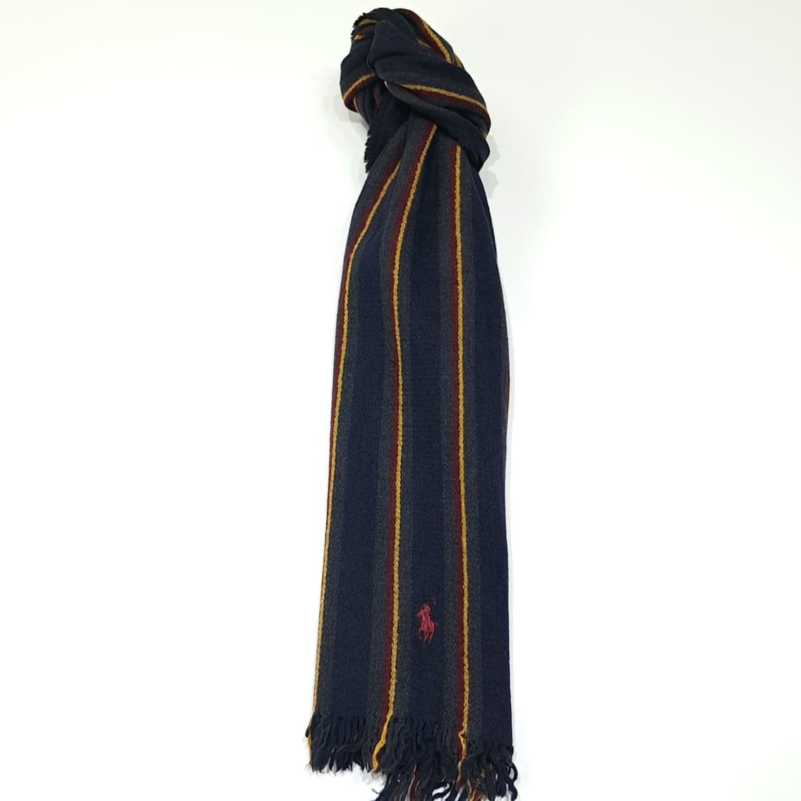 MX510 폴로 90s 이태리판 울 스트라이프 레드포니 머플러 목도리 상품이미지5