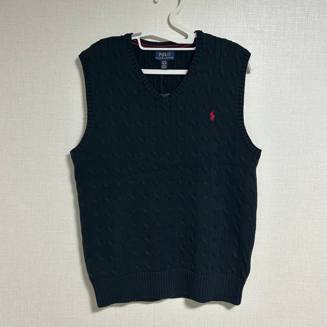 (새상품) 폴로 랄프로렌 신형 케이블 꽈배기 니트 조끼 베스트 블랙  상품이미지3