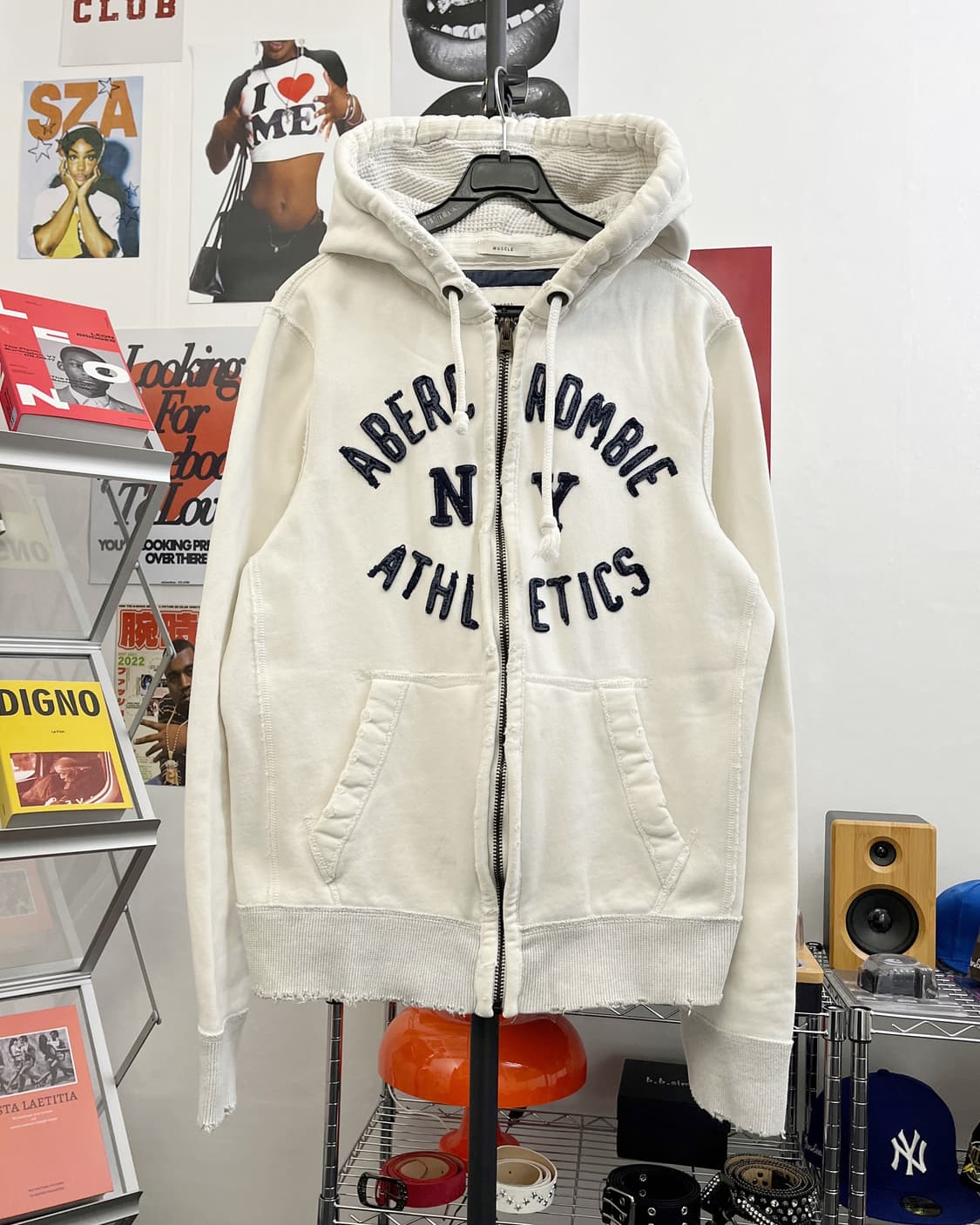 아베크롬비 아플리케 로고 후드집업 크림 아이보리 상품이미지5