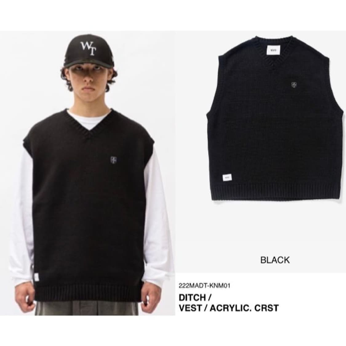 WTAPS 더블탭스 DITCH 브이넥 베스트 22aw 블랙 3 상품이미지1