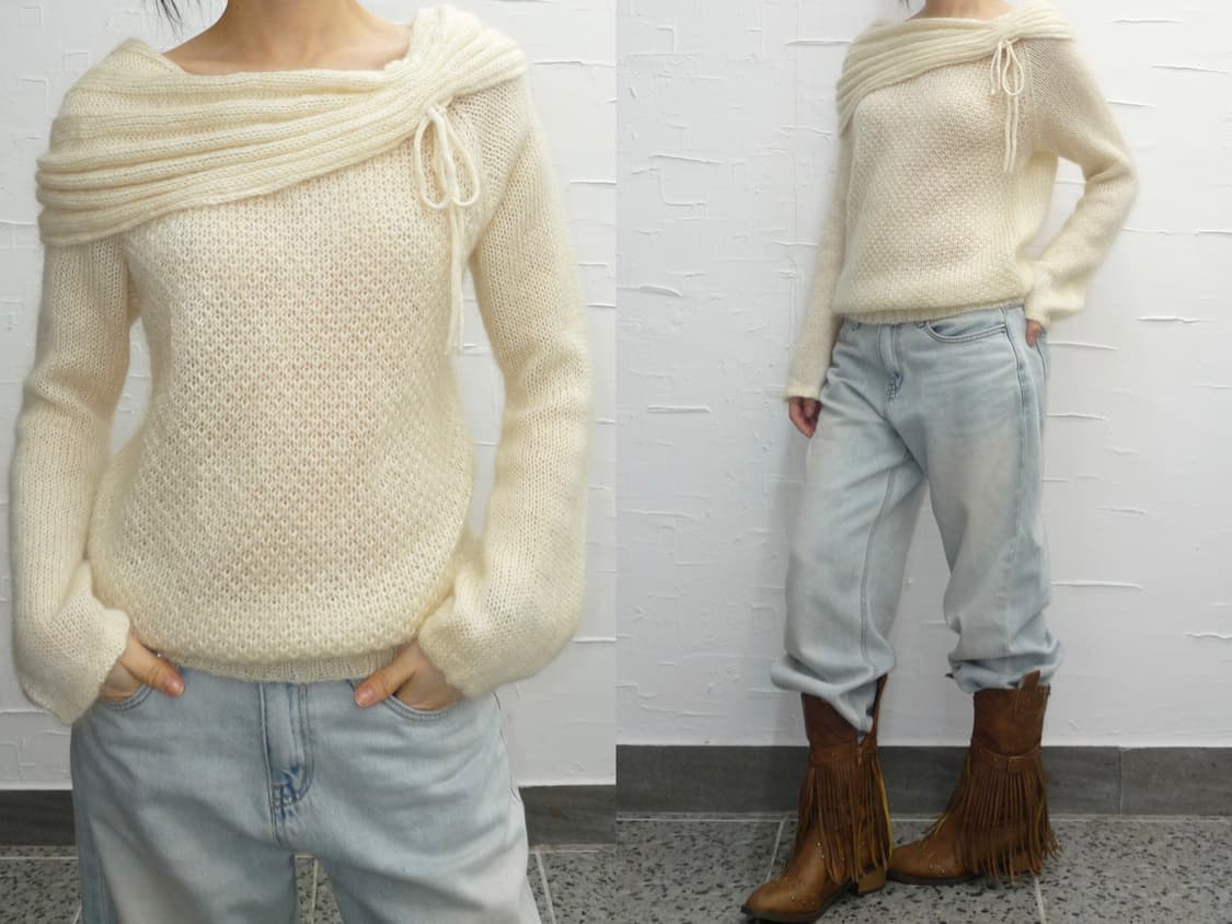 Ribbon shoulder knit 상품이미지1