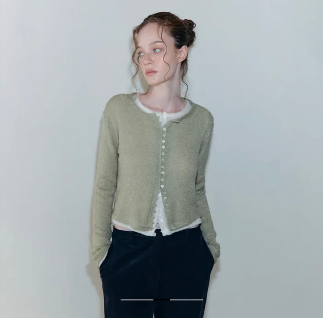 에트몽 부클 라운드 니트 가디건 (라이트그린) 상품이미지3