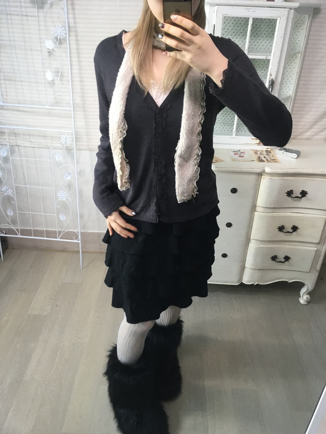 jpn vintage charcoal lace crochet cd 상품이미지2