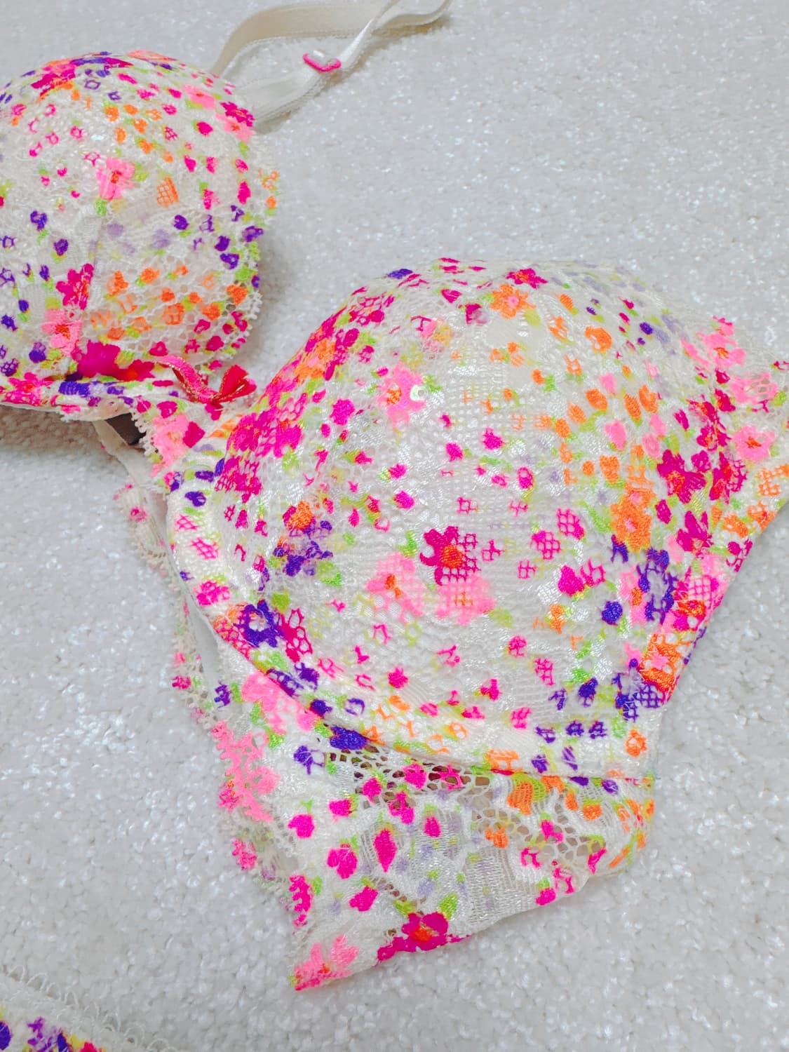 [새상품] 빅토리아시크릿 드림엔젤 플로럴 푸시업 브라 팬티 세트 32B/ 상품이미지6