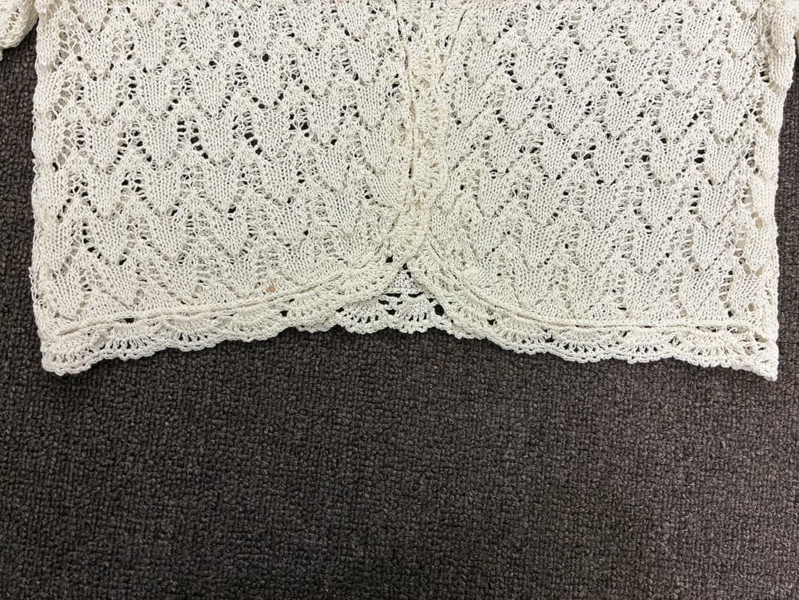 OS)Japanese vintage 여성 펀칭 디자인 반팔 시트 가디건 상품이미지4