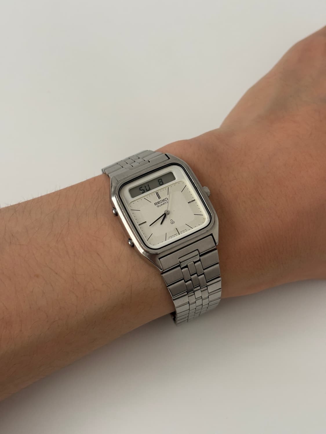 1980s Silver Square Ana Digi Quartz 상품이미지10