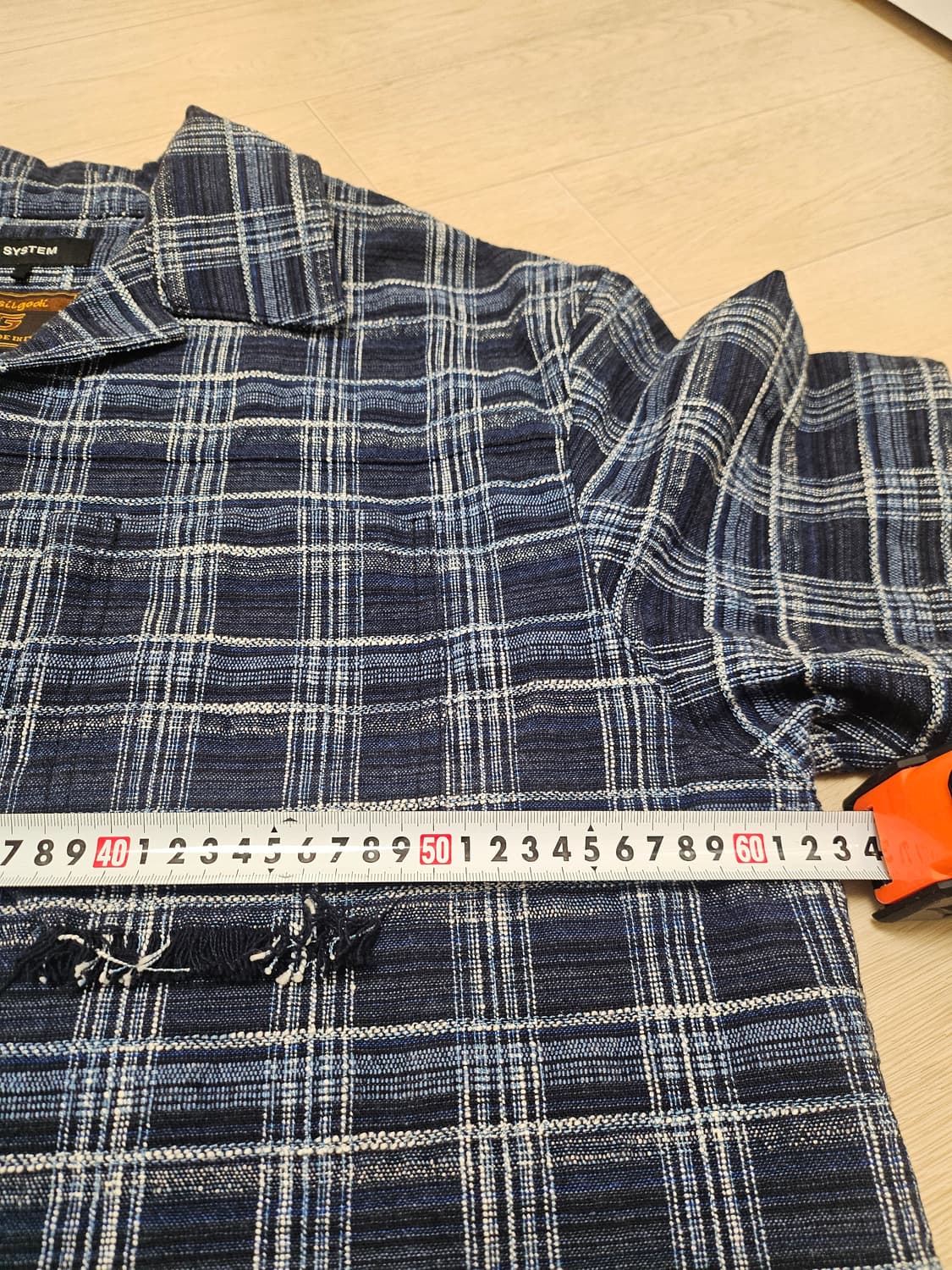  24SS SYSTEM 이태리 셔닐 체크 반팔 셔츠 105 상품이미지8