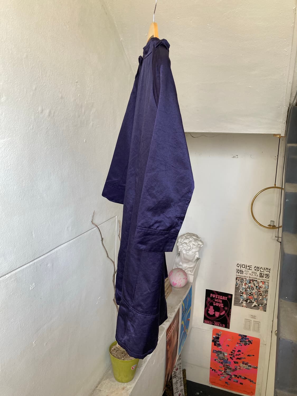 새틴•러플 바이올렛 트렌치 롱코트 상품이미지8