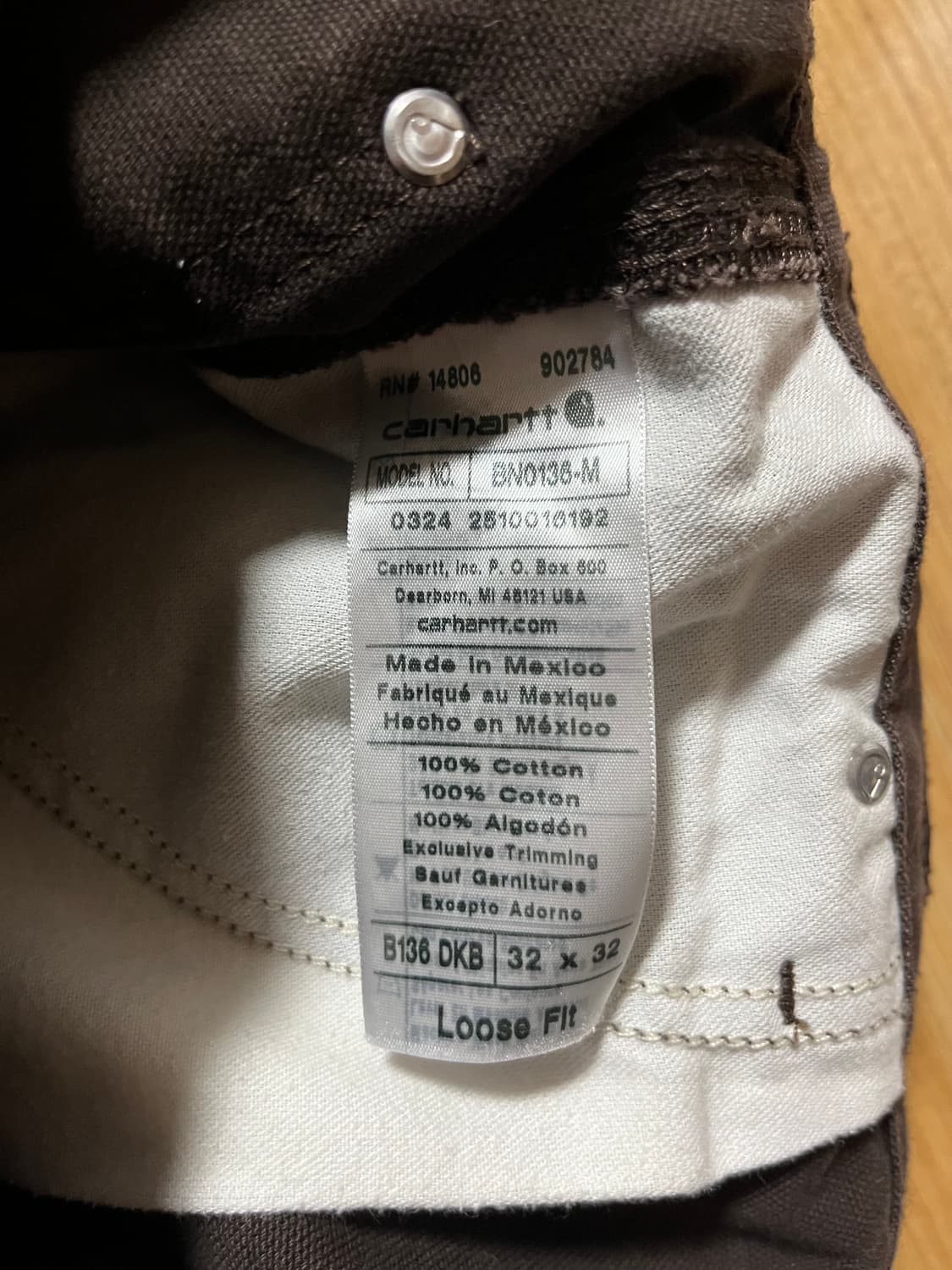 칼하트US 더블니 팬츠 B136 DKB(32 x 32) 상품이미지6