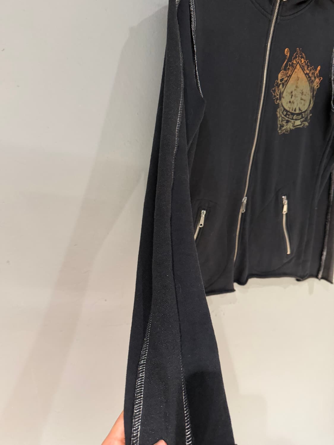 high-neck stitch line detail hood zip-up 상품이미지6
