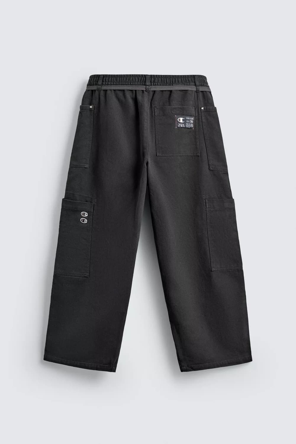 자라 x 챔피온 드로우스트링 카고 팬츠 앤트러사이트 그레이 m 상품이미지1