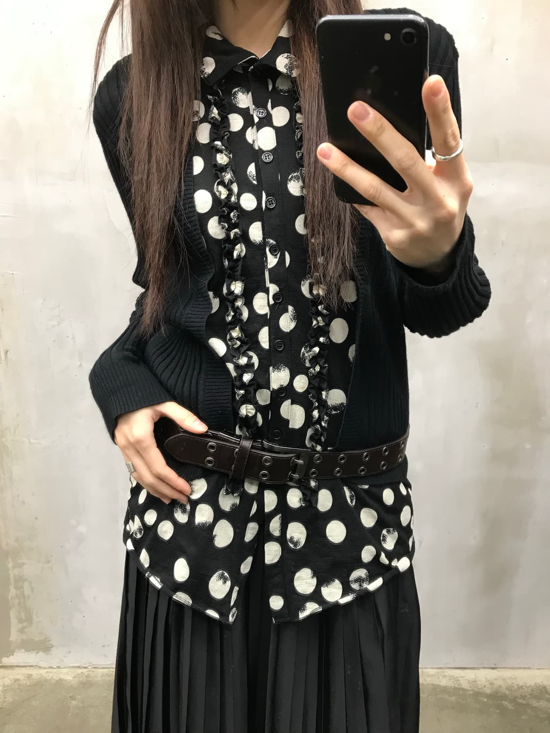 Frill dot layered knit 상품이미지1