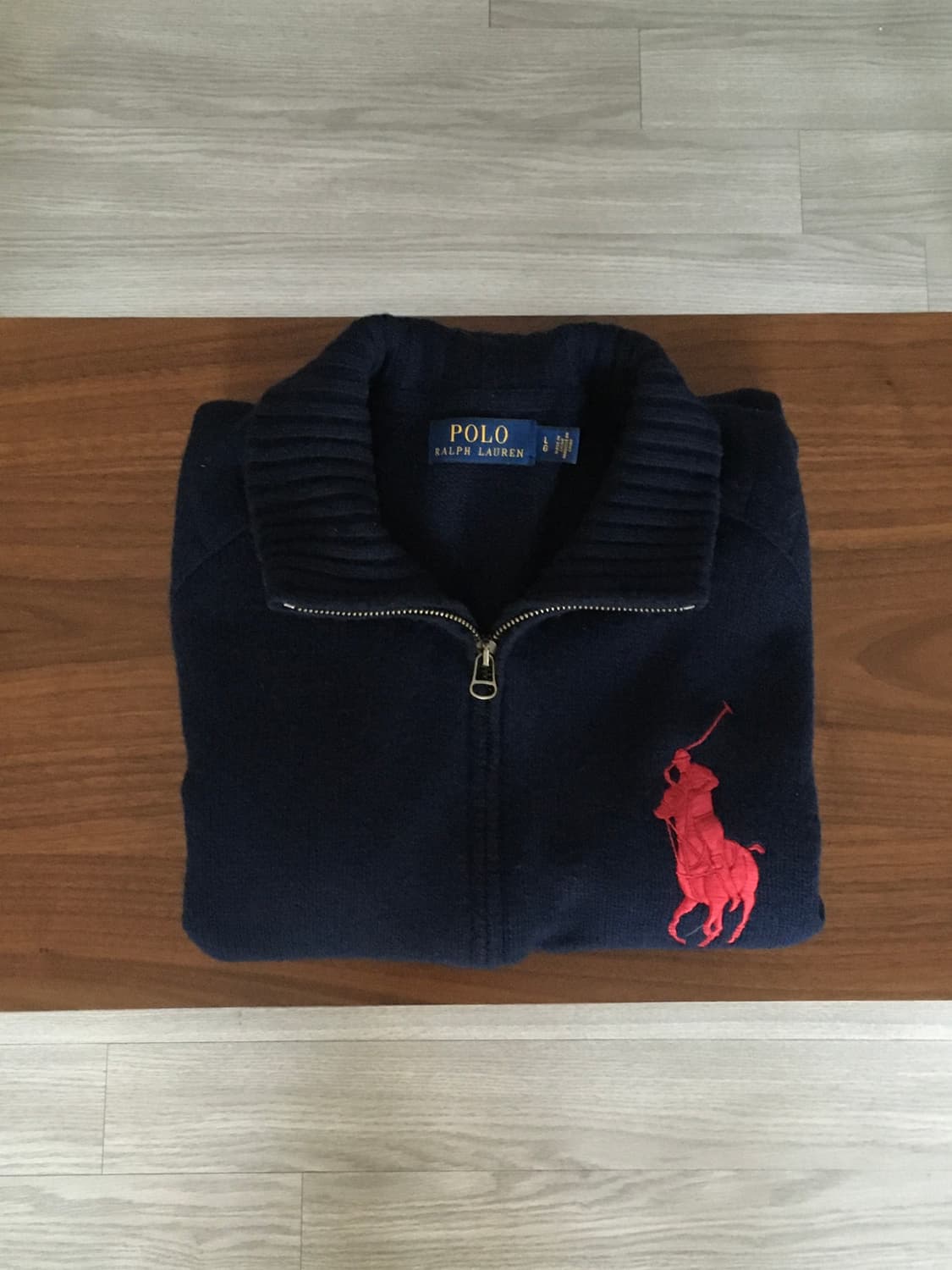 폴로 빅포니 니트집업 네이비 상품이미지1