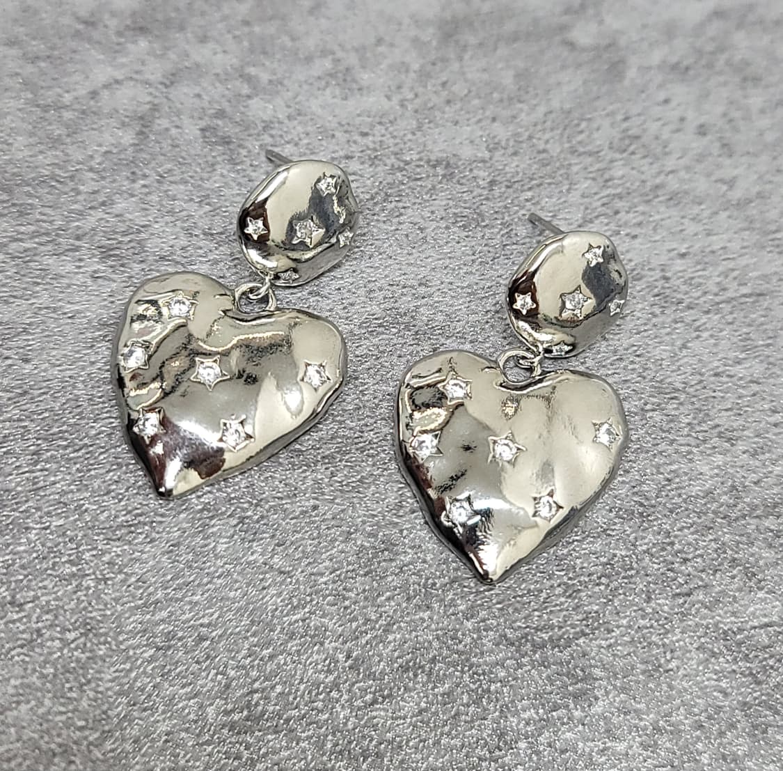 star cubic heart earrings 상품이미지2
