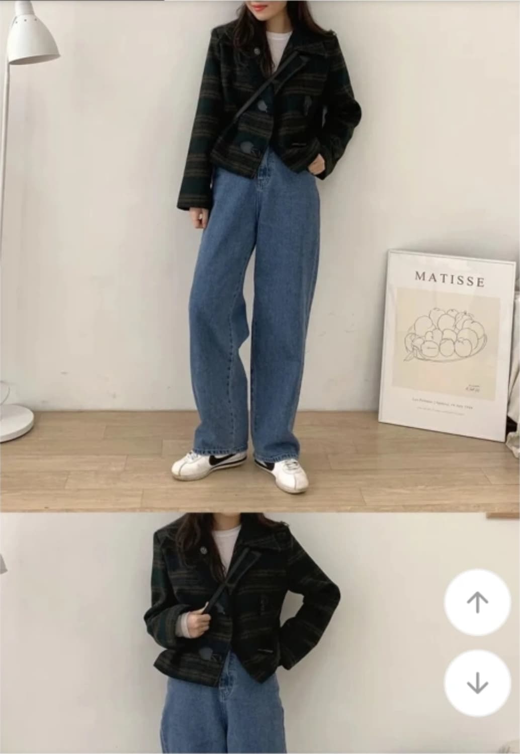 [새상품] 프렌치 그린 체크 더플 누빔자켓 떡볶이코드 상품이미지4