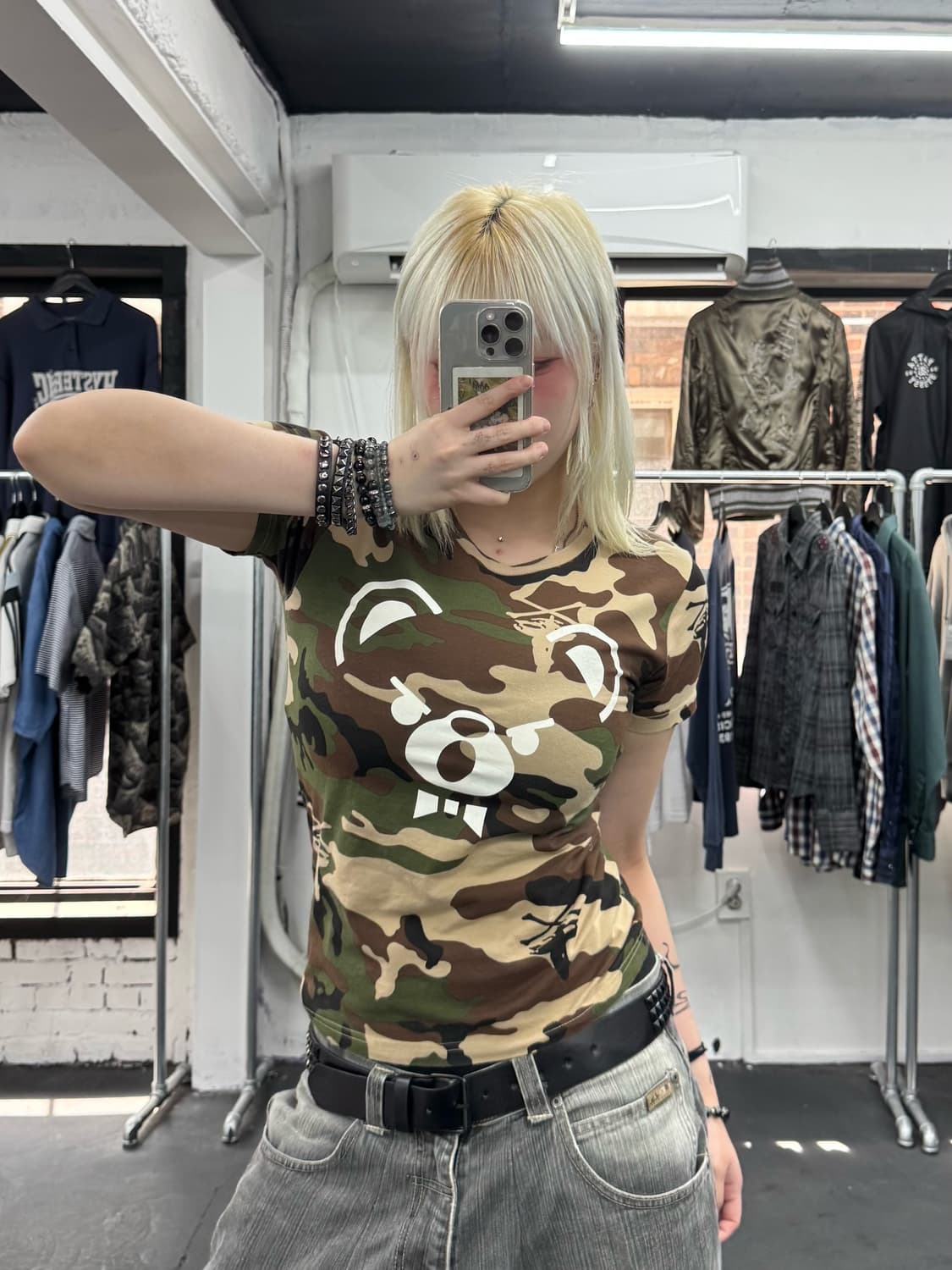 히스테릭 글래머 퍽베어 카모 티셔츠 상품이미지5