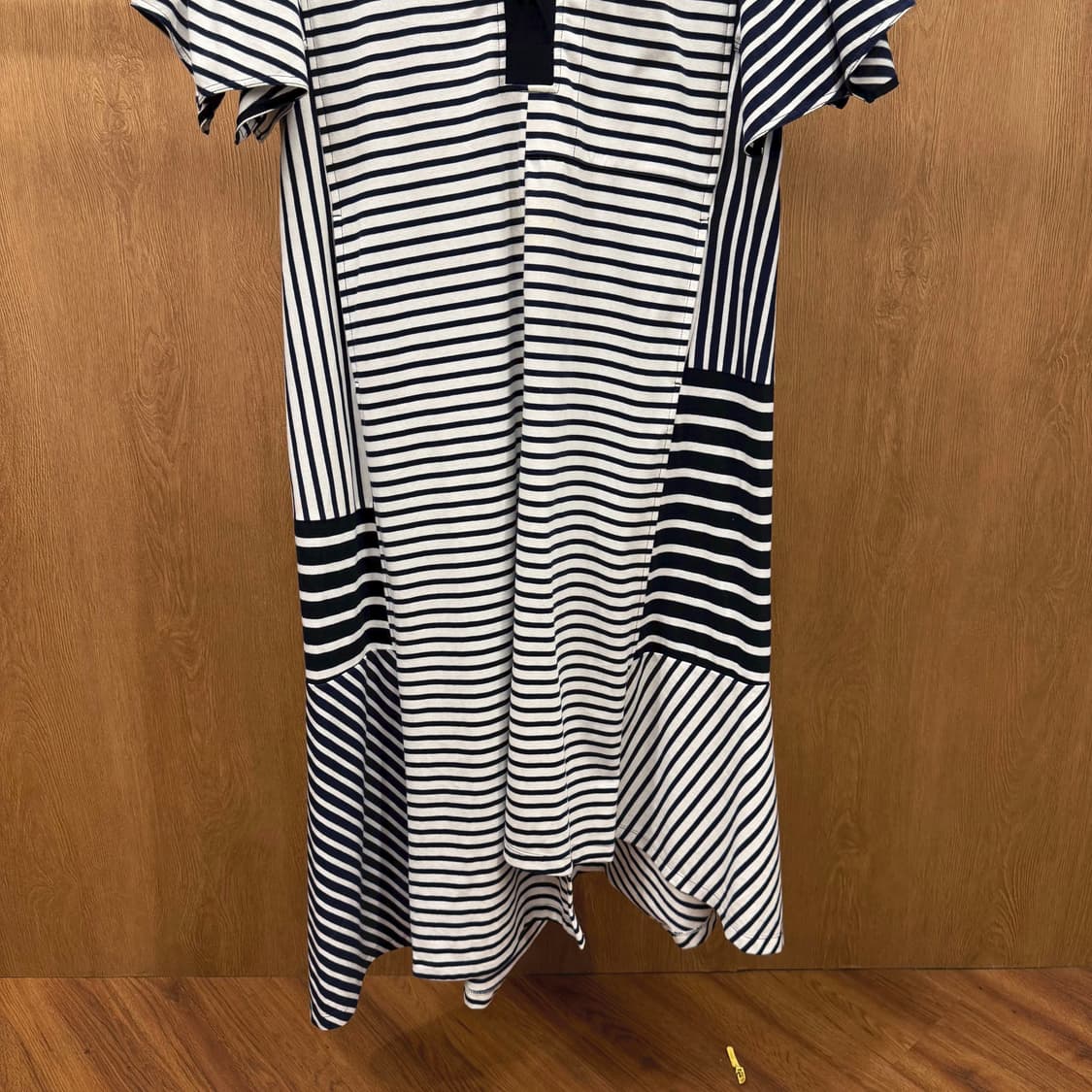 시스템 리에디션 반팔 원피스 스트라이프 패치워크 배색 네이비 화이트 상품이미지5