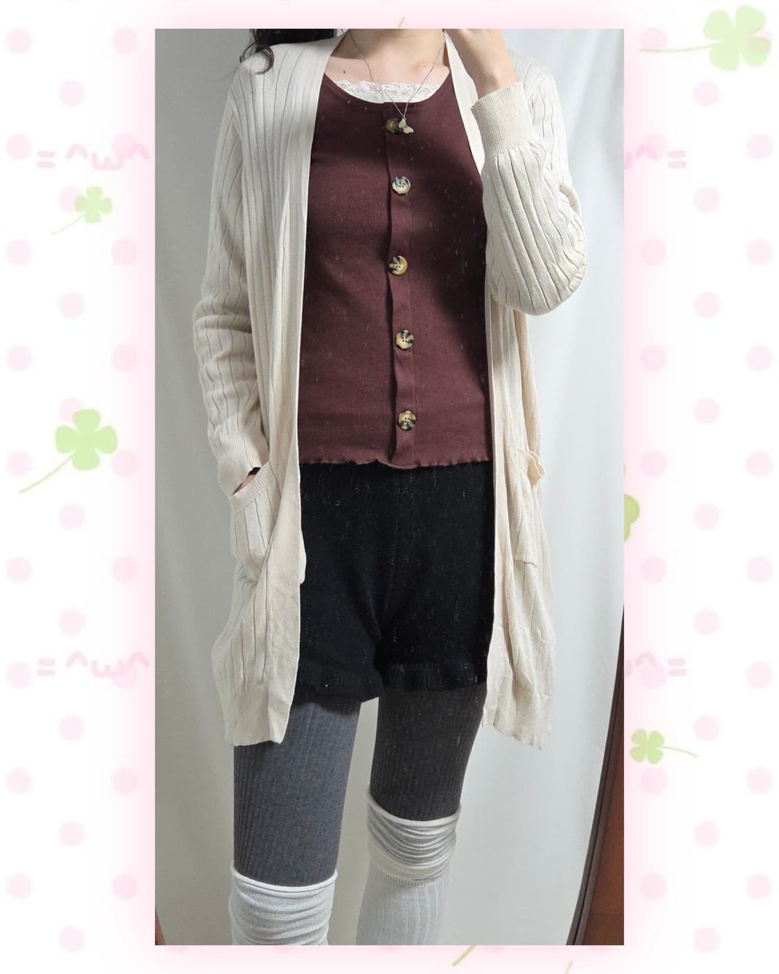 CINEMA CLUB 아이보리 면혼방 가디건 상품이미지2